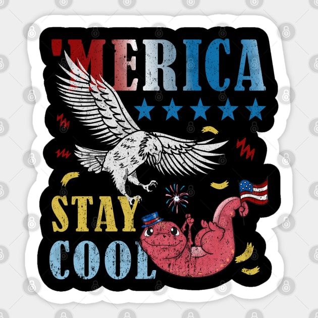 Merica Funny Eagle and Salamander Stay Cool Popsicle Sticker by alcoshirts